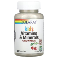 Sotib oling Solaray, Kids vitaminlari va minerallari bolalar uchun, olcha, 60 chaynaladigan tabletka