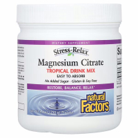 Купить Natural Factors, Stress-Relax, порошок цитрата магния, Magnesium Citrate, со вкусом тропических фруктов, 250 г