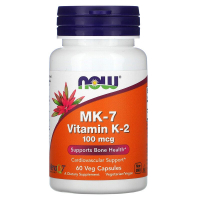 Купить Now Foods, MK-7, витамин K2, 100 мкг, 60 растительных капсул