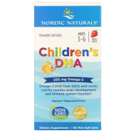 Купить Nordic Naturals, ДГК для детей, клубника, для детей 3–6 лет, 62.5 мг, 90 желатиновых мини-капсул