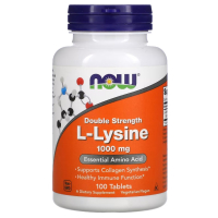Купить NOW Foods, L-лизин, L-Lysine, двойная концентрация, 1000 мг, 100 таблеток