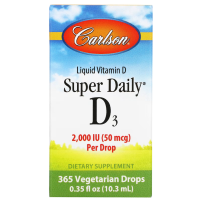 Carlson, Super Daily D3, vitamin D3, витамин D3, 50 мкг (2000 МЕ), 10,3 мл