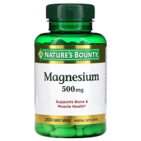 Natures Bounty, Магний, Magnesium, 500 мг, 200 таблеток в оболочке