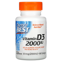 Купить Doctor's Best, витамин D3, 50 мкг (2000 МЕ), 180 капсул