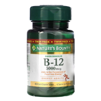 Купить Natures Bounty, Vitamin B-12, Витамин Б-12, 5000 мкг, 40 быстрорастворимых таблеток