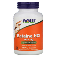 NOW Foods, гидрохлорид бетаина, Betaine HCL, 648 мг, 120 растительных капсул