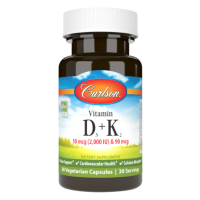 Купить Carlson, Витамин D3 + K2, Vitamin D3+K2, 60 вегетарианских капсул