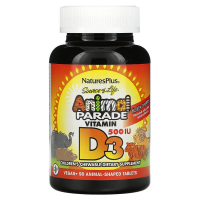 Купить Nature's Plus, Animal Parade, витамин D3, со вкусом черешни, 500 МЕ, 90 таблеток