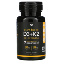 Sports Research, витамины D3+K2, Vitamin D3+K2, 60 растительных капсул