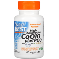 Купить Doctors Best, коэнзим Q10, пирролохинолинхинон, Coenzyme Q10 plus PQQ, 100 мг, 20 мг, 60 растительных капсул