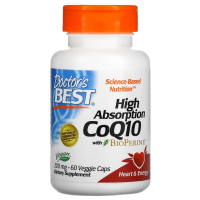 Doctors Best, коэнзим Q10 с Биоперином, CoQ10 with BioPerine, 200 мг, 60 растительных капсул
