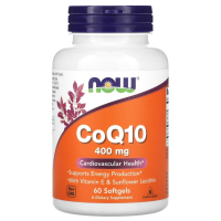 Купить NOW Foods, коэнзим Q10, Coenzyme Q10, 400 мг, 60 капсул