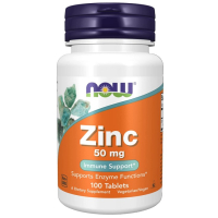 Купить NOW, Zinc 50 mg, Цинк (глюконат цинка) 50 мг, 100 таблеток