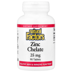 Купить Natural Factors, Chelated Zinc, хелатный цинк, 25 мг, 90 таблеток