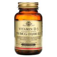 Купить Solgar, витамин D3 (холекальциферол), 250 мкг (10 000 МЕ), 120 капсул