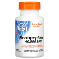 Doctors Best, серрапептаза, Serrapeptase, 40 000 SPU, 90 вегетарианских капсул