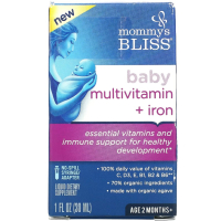 Купить Mommys Bliss, детские поливитамины + железо, Multivitamin, от 2 месяцев, виноград, 30 мл (1 жидк. унция)