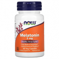 Купить NOW Foods, мелатонин, melatonin, 3 мг, 60 растительных капсул