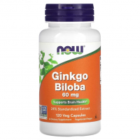Купить NOW Foods, Гинкго билоба, Ginkgo Biloba, 60 мг, 120 растительных капсул