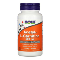 Купить NOW Foods, ацетил-L-карнитин, 500 мг, 50 вегетарианских капсул