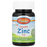 Купить Carlson, Kids Chewable Zinc, жевательный цинк для детей, ягодная смесь, 5 мг, 42 таблетки