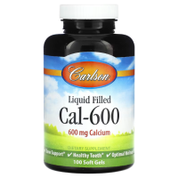 Купить Carlson, Calcium-600, Кальций с жидкостью, 600 мг, 100 мягких таблеток