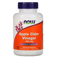 NOW Foods, яблочный уксус, apple cider vinegar, 450 мг, 180 растительных капсул