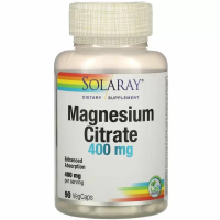 Магний цитрат, Magnesium Citrate, Solaray, 400 мг, 90 капсул