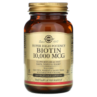 Купить Solgar, Биотин, Biotin, 10 000 мкг, 120 растительных капсул