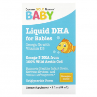 Купить California Gold Nutrition, ДГК для детей, омега-3 с витамином D3, 1050 мг, 59 мл (2 жидк. унции)