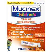 Купить Mucinex, Childrens Cough & Chest Congestion, Кашель и заложенность грудной клетки у детей, 12 пакетов