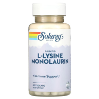 Купить Solaray, Л-лизин и монолаурин, L-lysine Monolaurin, в соотношении 1:1, 60 вегетарианских капсул