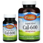 Carlson, Calcium-600, Кальций с жидкостью, 600 мг, 100 + 30 капсул