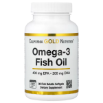 California Gold Nutrition, омега-3, рыбий жир, триглицерид, 1000 мг, 90 капсул из рыбьего желатина